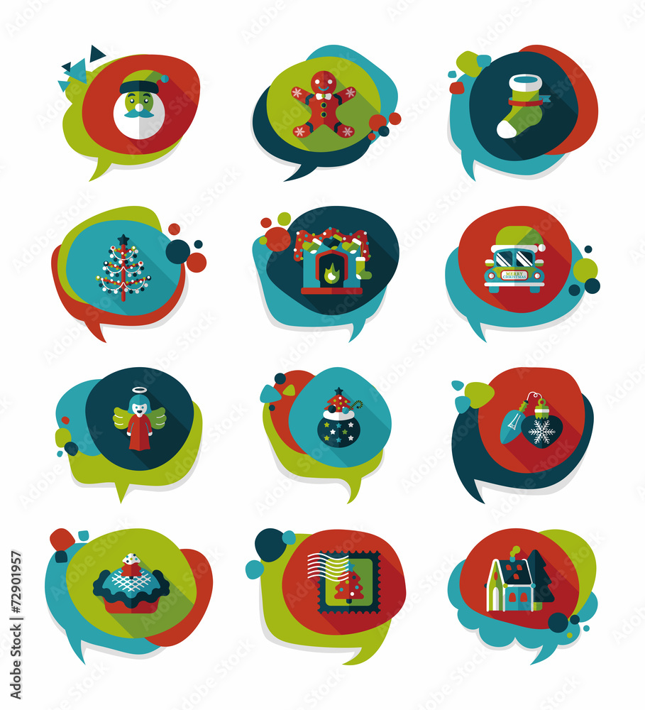 Christmas bubble speech banner design flat background set, eps10 Christmas bubble speech banner design flat background set, eps10