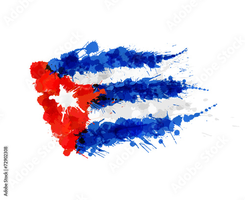 Flag of Cuba made of colorful splashes