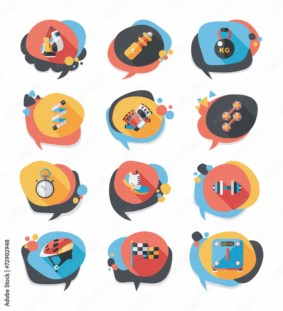 Sport speech bubble flat banner design background set, eps10 Sport speech bubble flat banner design background set, eps10