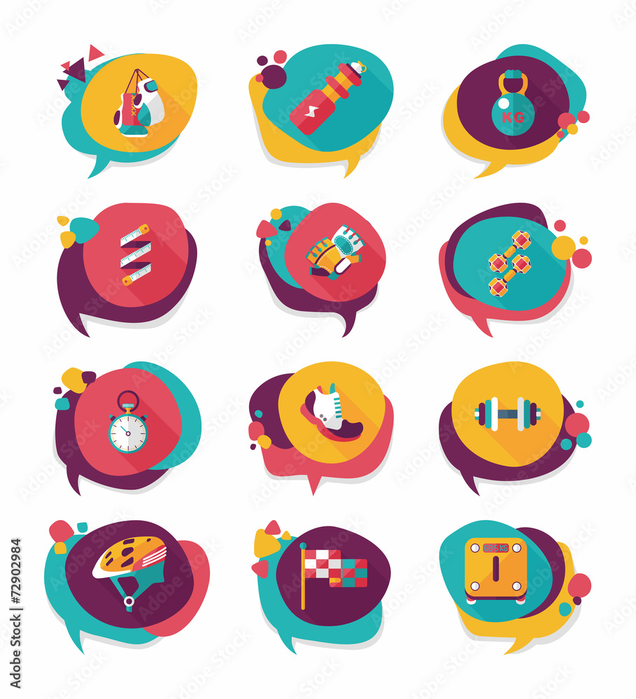 Sport speech bubble flat banner design background set, eps10