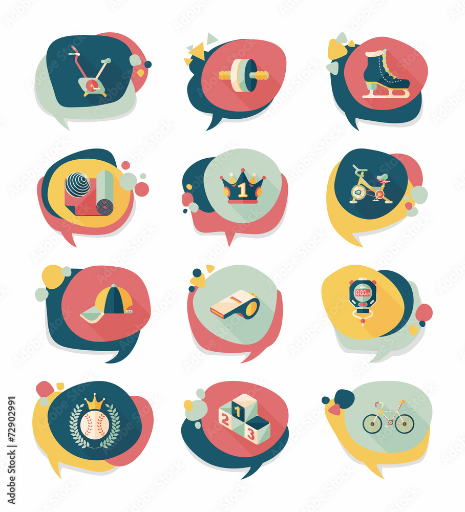 Fototapeta premium Sport speech bubble flat banner design background set, eps10