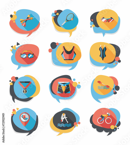 Sport speech bubble flat banner design background set, eps10