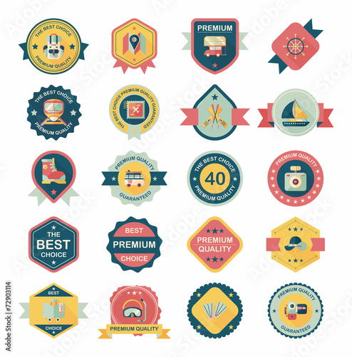 Travel badge banner design flat background set, eps10