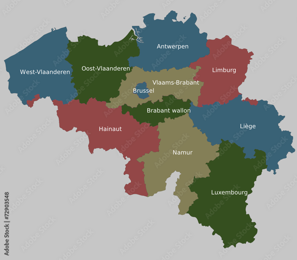 Highly detailed political Belgium map