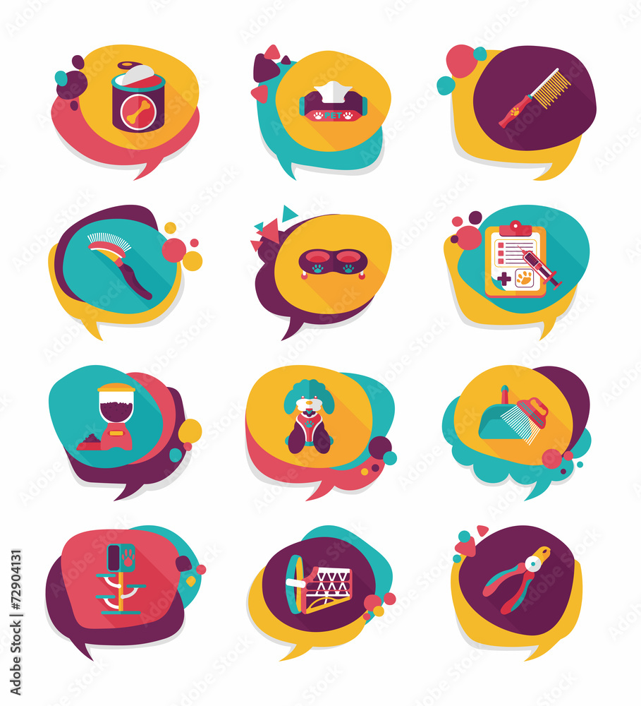 Pet bubble speech flat banner design background set, eps10 Pet bubble speech flat banner design background set, eps10