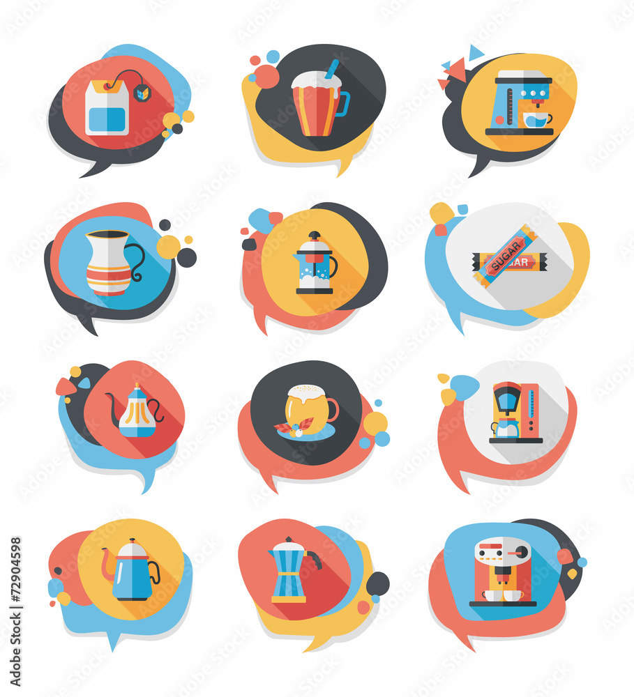 Fototapeta premium Coffee bubble speech flat banner design flat background set, eps