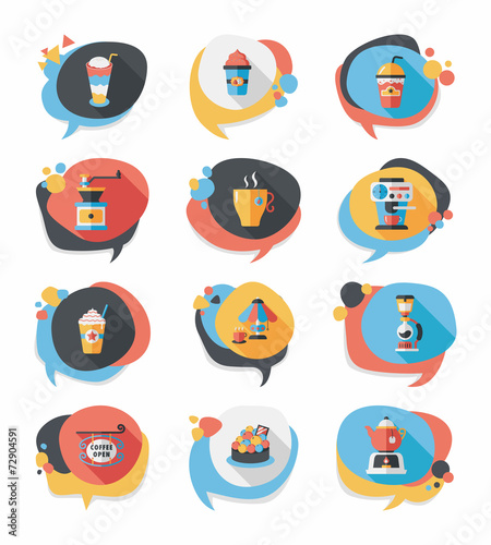 Coffee bubble speech flat banner design flat background set, eps