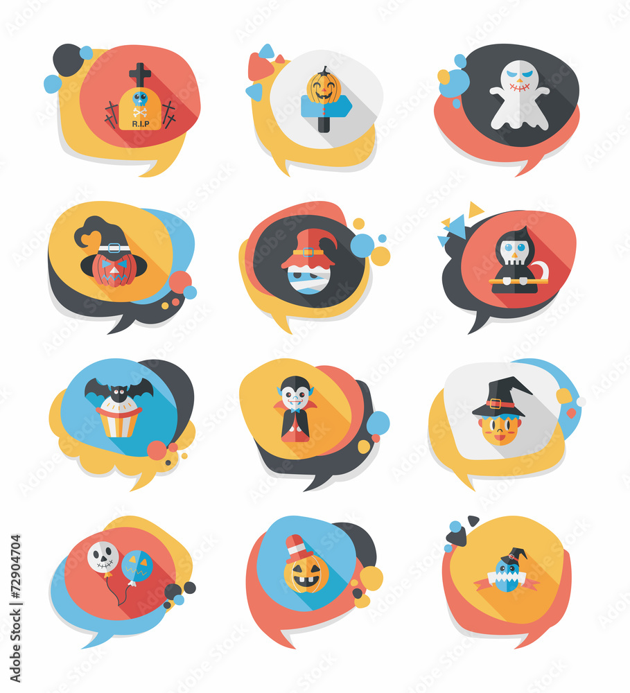 Halloween bubble speech banner design flat background set, eps10 Halloween bubble speech banner design flat background set, eps10