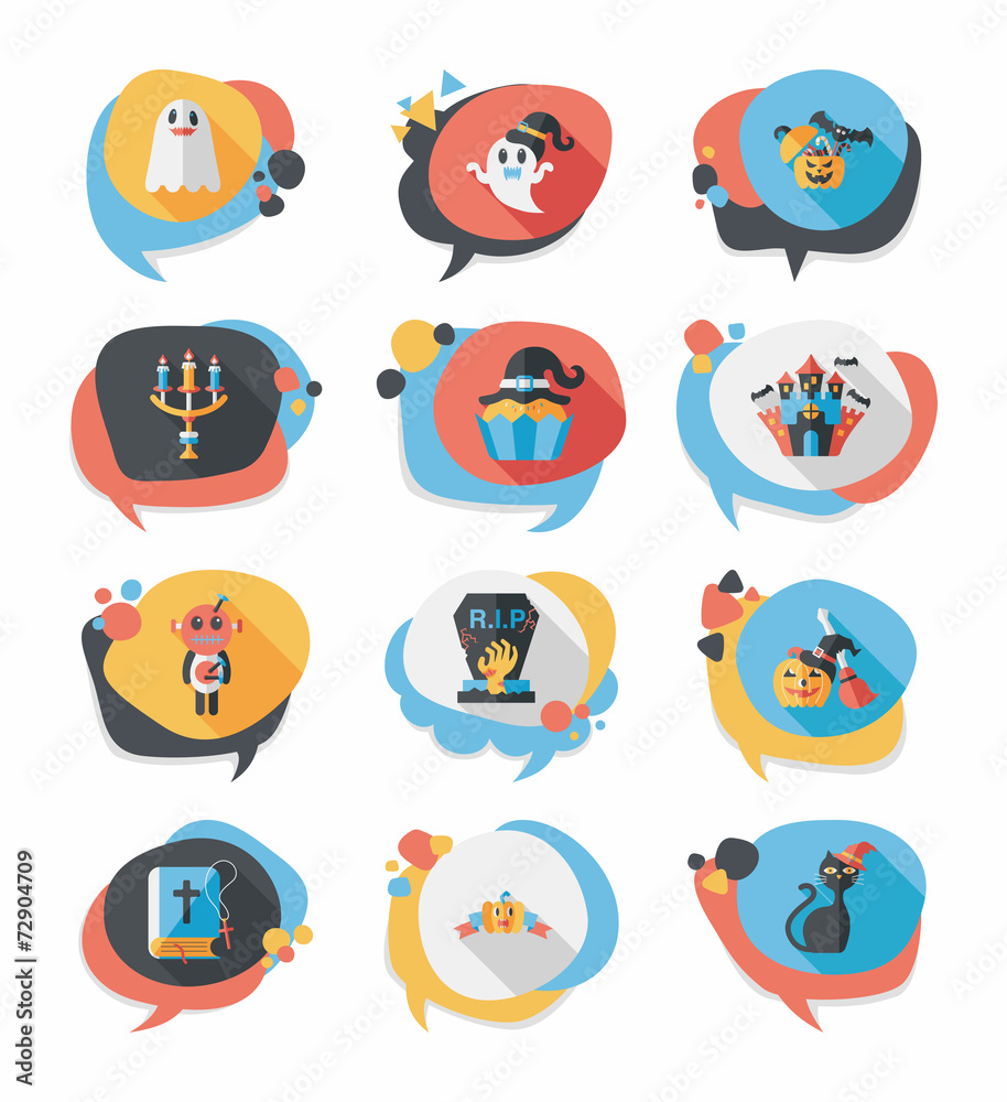 Halloween bubble speech banner design flat background set, eps10 Halloween bubble speech banner design flat background set, eps10