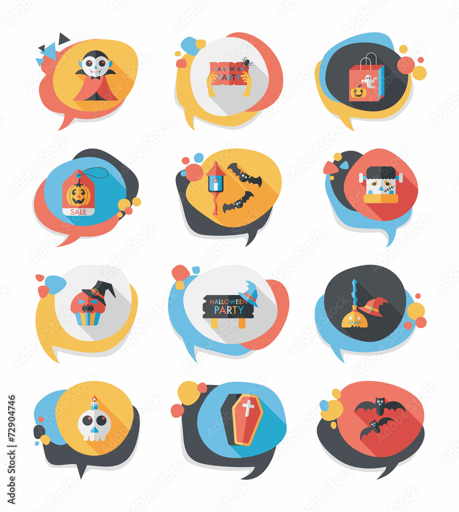 Halloween bubble speech banner design flat background set, eps10 Halloween bubble speech banner design flat background set, eps10