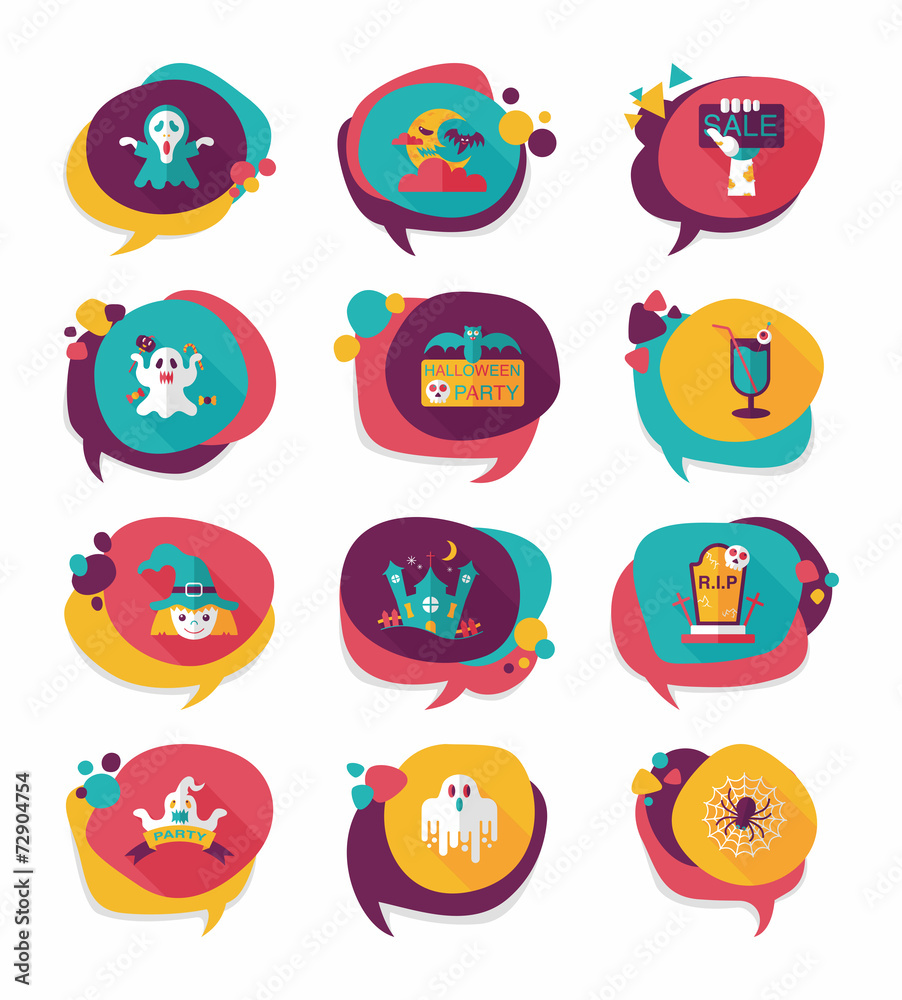 Halloween bubble speech banner design flat background set, eps10 Halloween bubble speech banner design flat background set, eps10