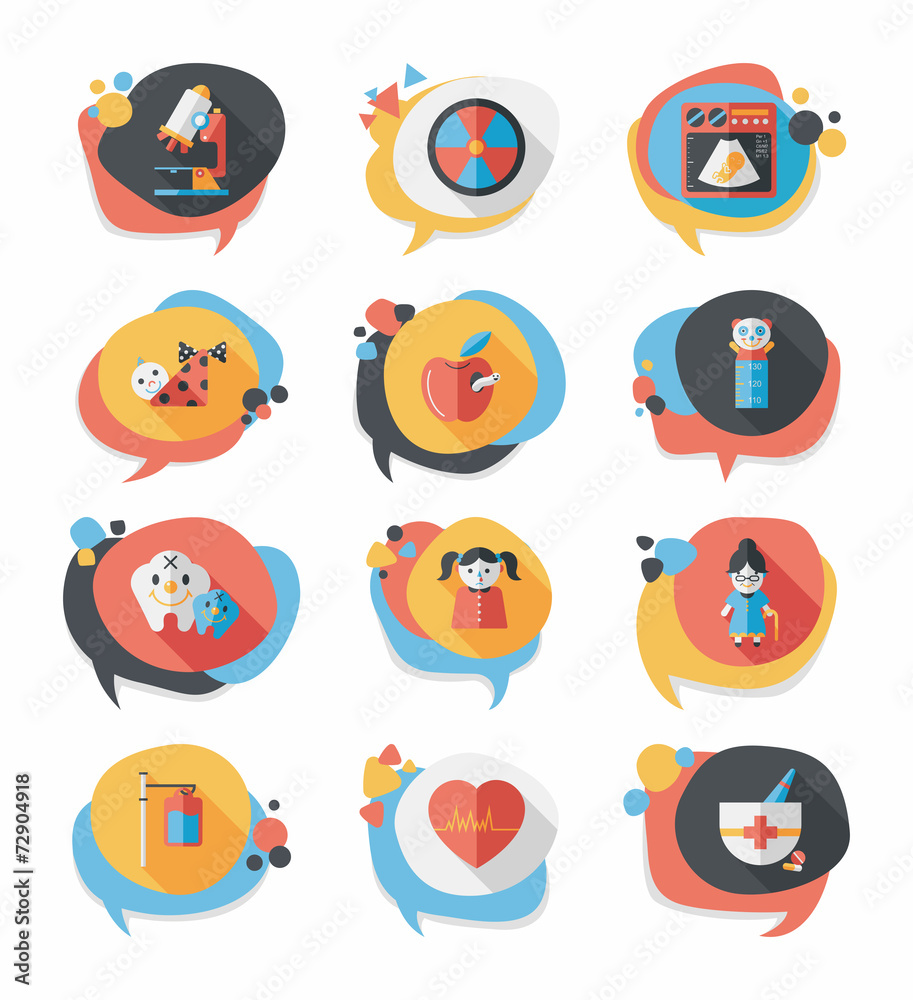 hospital bubble speech banner design flat background set, eps10