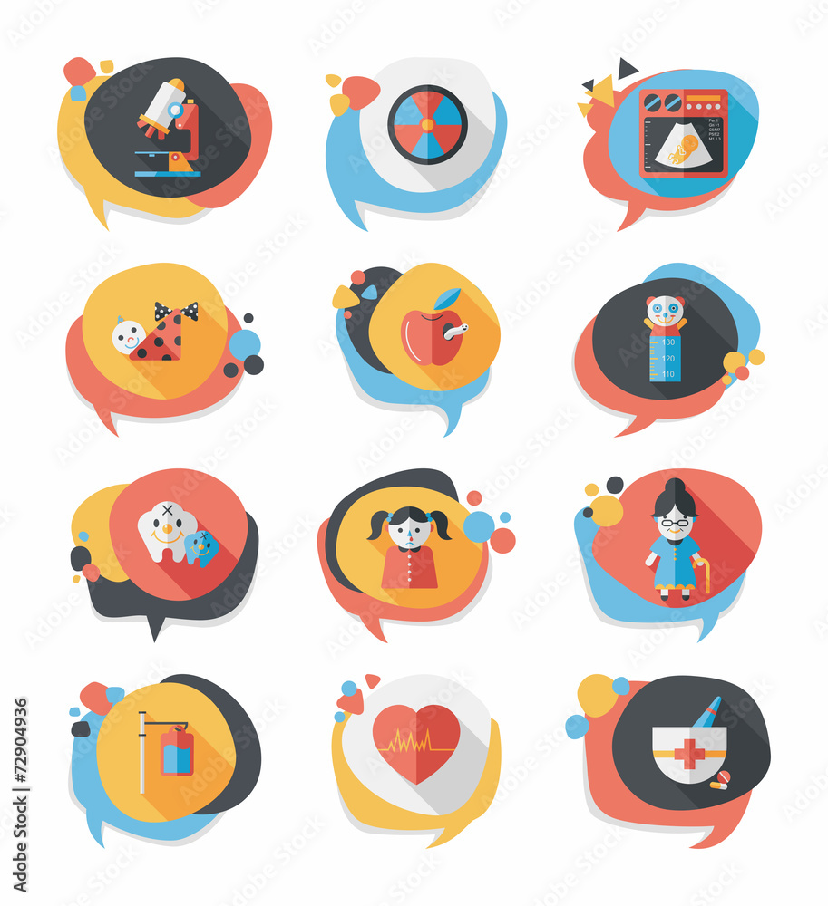 hospital bubble speech banner design flat background set, eps10 hospital bubble speech banner design flat background set, eps10