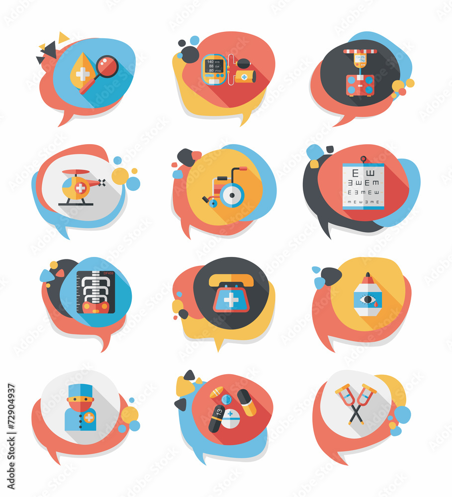 hospital bubble speech banner design flat background set, eps10