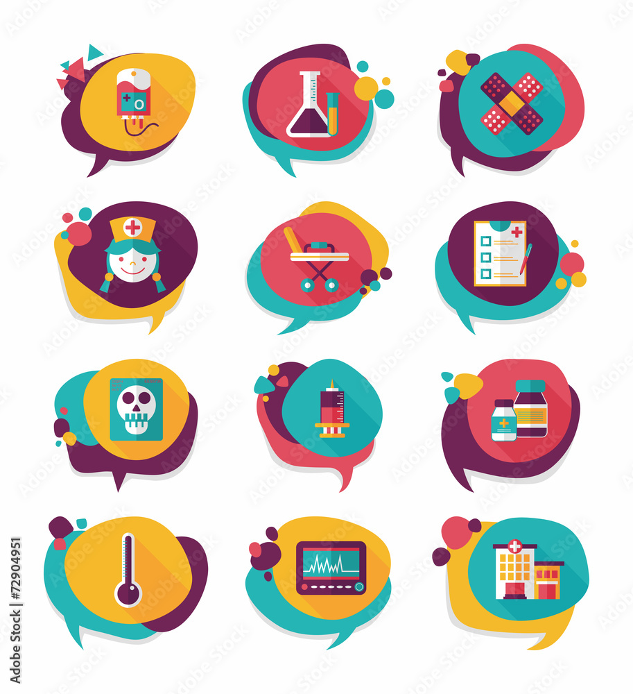 hospital bubble speech banner design flat background set, eps10 hospital bubble speech banner design flat background set, eps10
