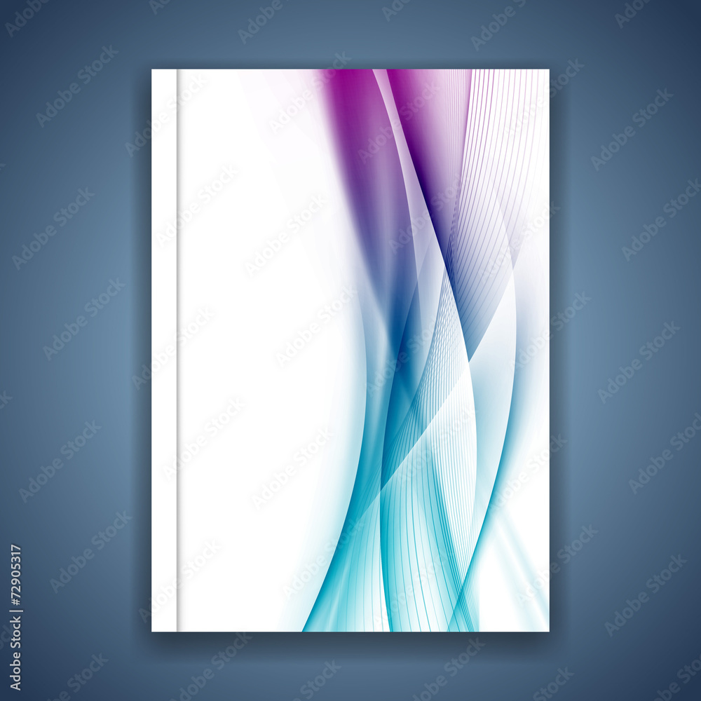 Satin bright blue smooth soft lines folder cover