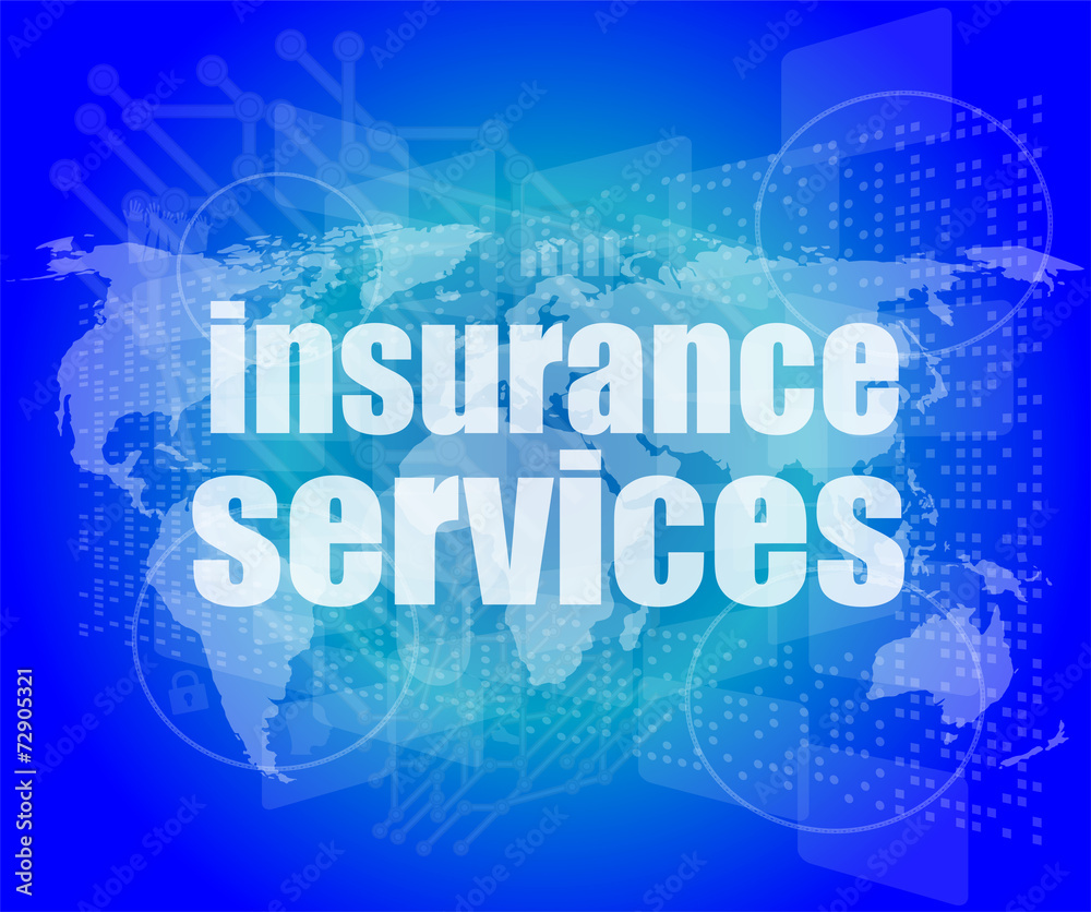 word insurance services on digital screen 3d