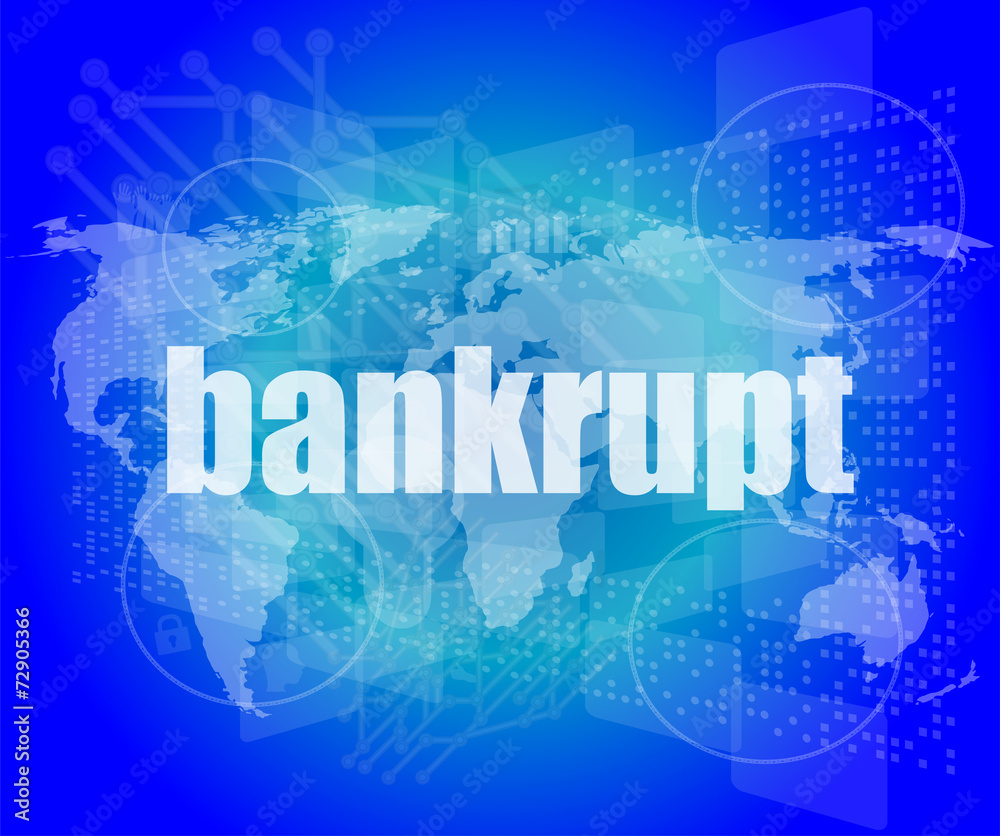 Obraz premium bankrupt word on touch screen, modern virtual technology