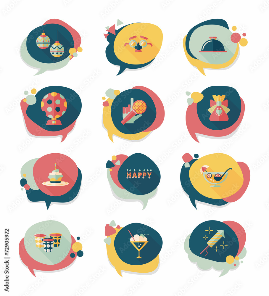 Birthday bubble speech banner design flat background set, eps10 Birthday bubble speech banner design flat background set, eps10