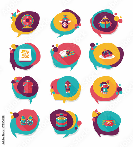 Chinese New Year bubble speech flat banner design flat backgroun