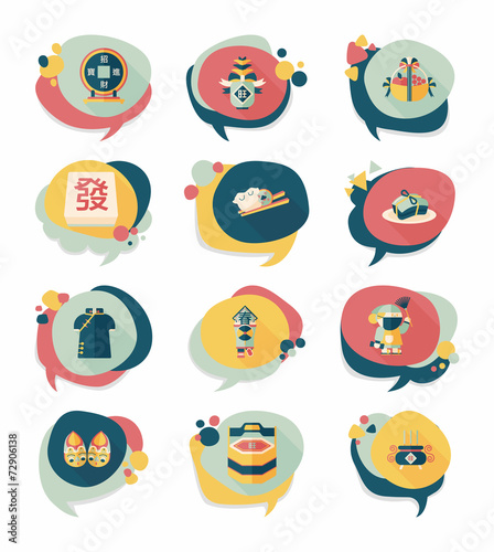 Chinese New Year bubble speech flat banner design flat backgroun