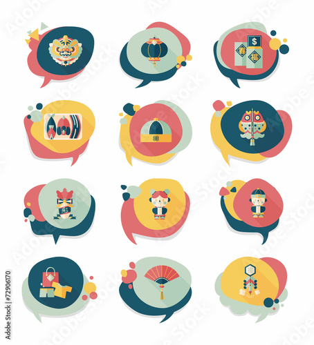 Chinese New Year bubble speech flat banner design flat backgroun
