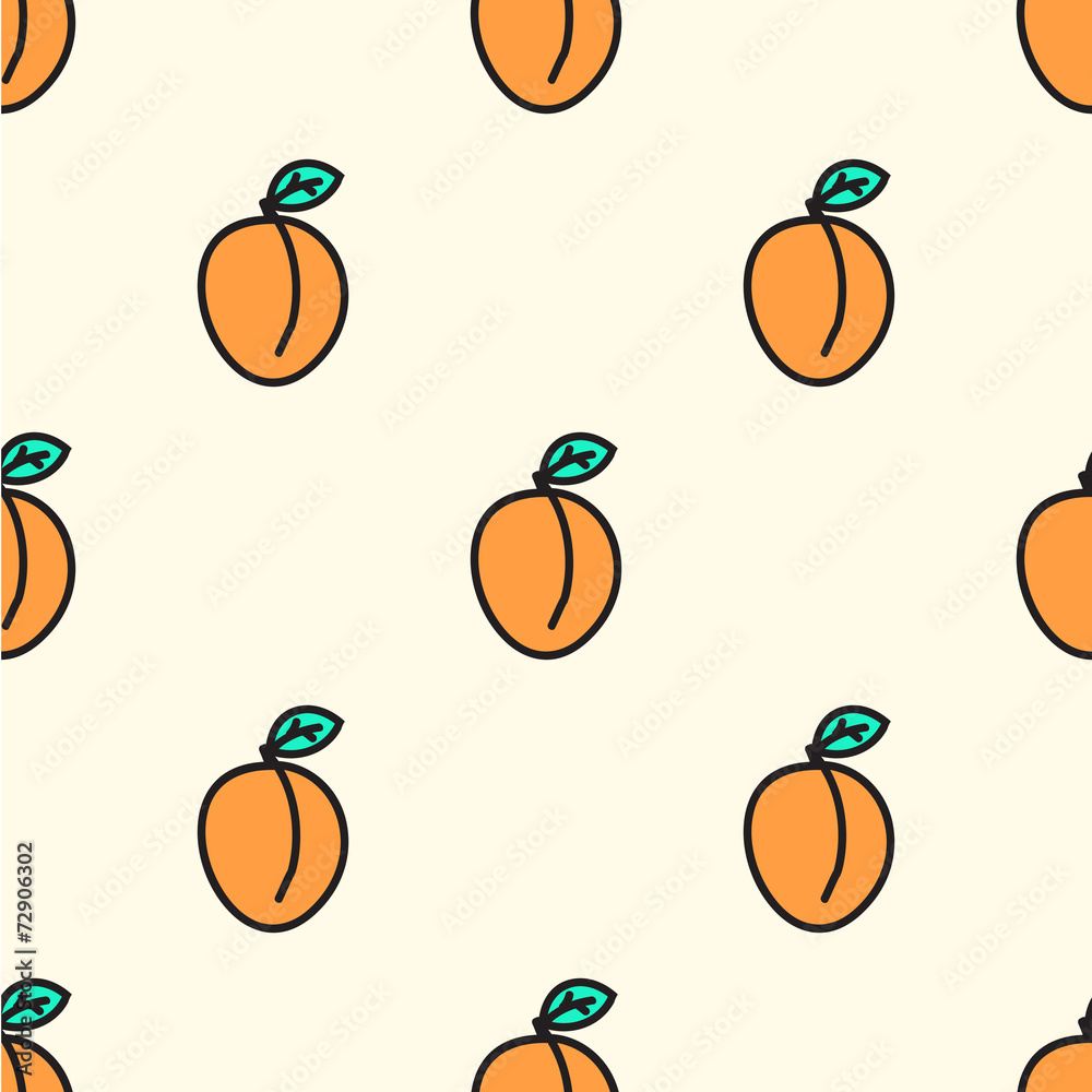 Seamless pattern with apricot. Vector illustration.