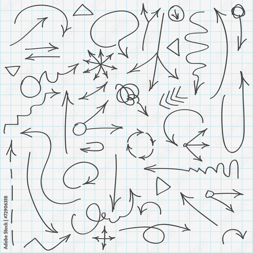 Set of various hand drawn arrows.