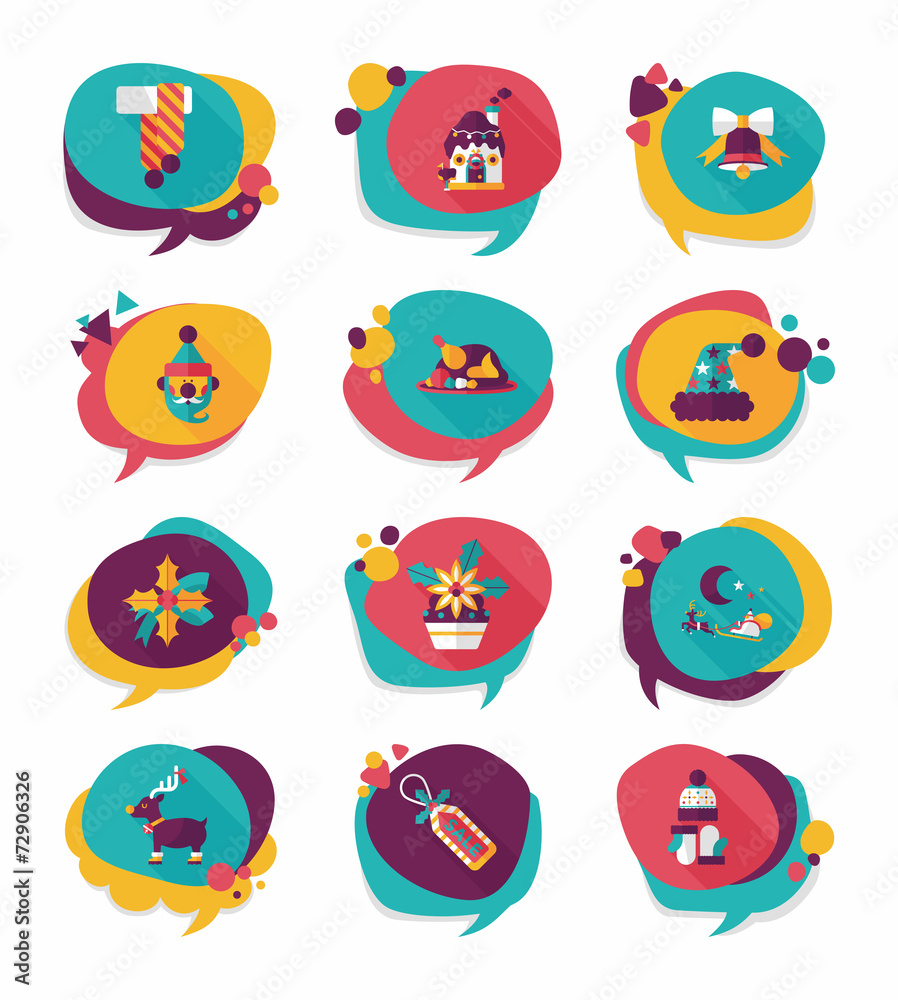 Christmas bubble speech banner design flat background set, eps10 Christmas bubble speech banner design flat background set, eps10