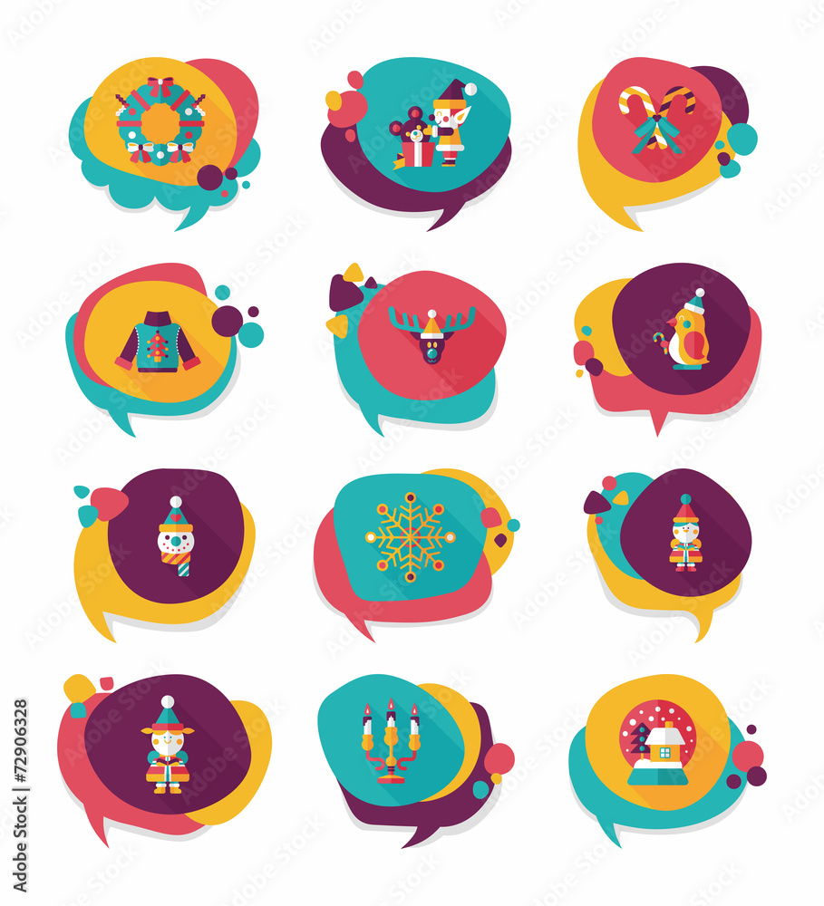 Christmas bubble speech banner design flat background set, eps10 Christmas bubble speech banner design flat background set, eps10