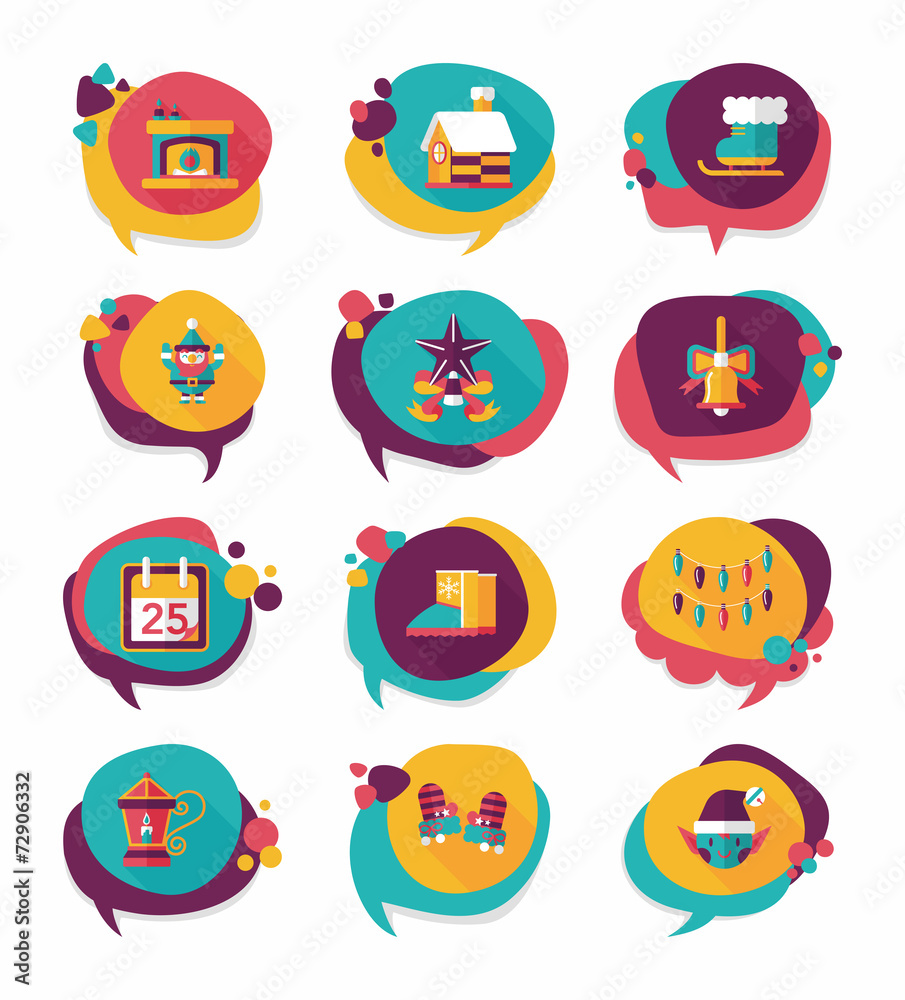 Christmas bubble speech banner design flat background set, eps10 Christmas bubble speech banner design flat background set, eps10