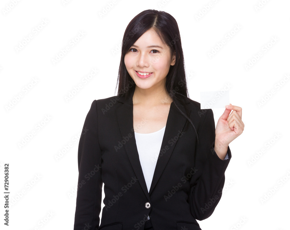 Businessswoman hold with name card Businessswoman hold with name card
