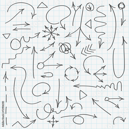 Obraz na płótnie Set of various hand drawn arrows. w salonie