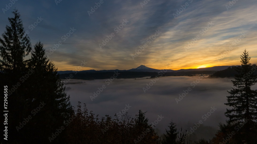 Time Lapse of Sunrise with Rolling Fog and Mt. Hood in Sandy OR Time Lapse of Sunrise with Rolling Fog and Mt. Hood in Sandy OR