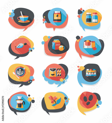 Coffee bubble speech flat banner design flat background set, eps