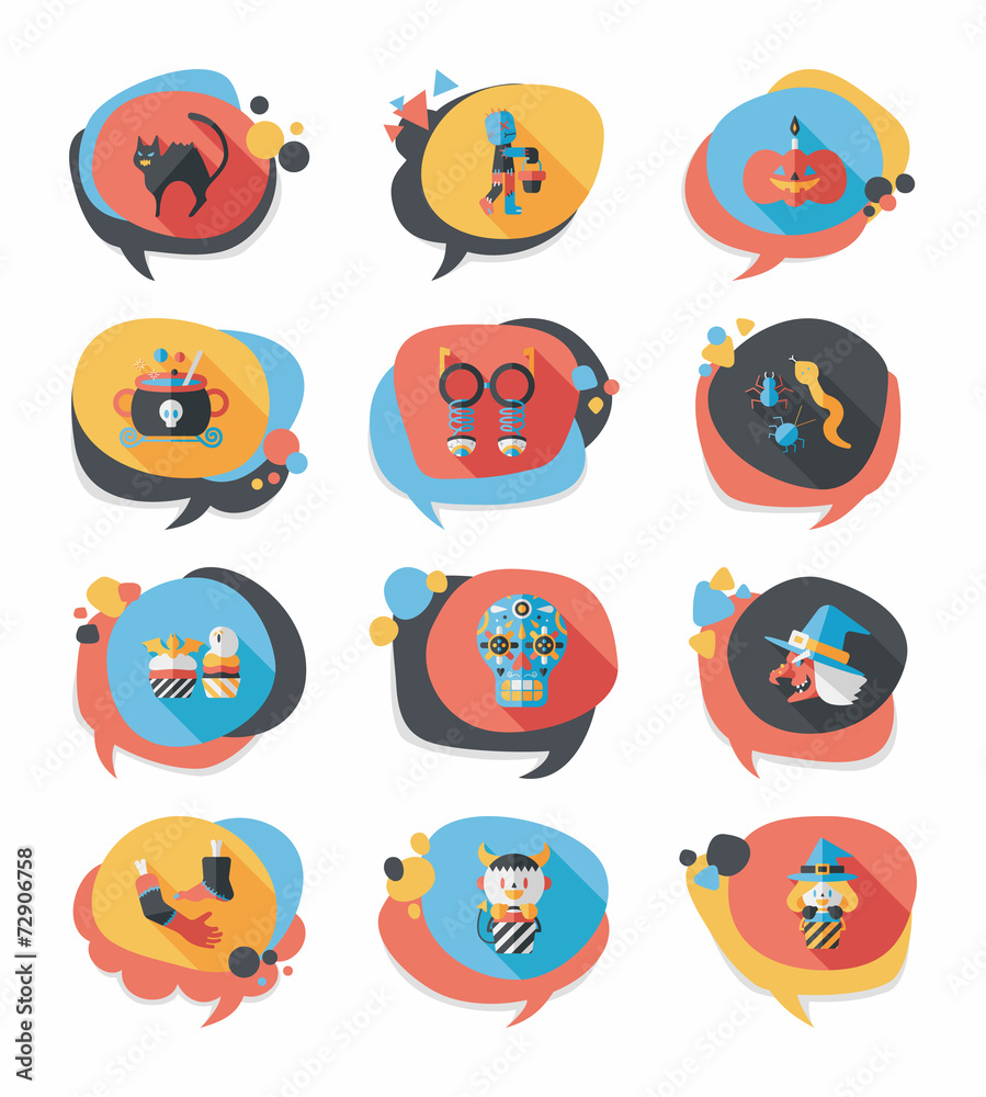 Halloween bubble speech banner design flat background set, eps10 Halloween bubble speech banner design flat background set, eps10
