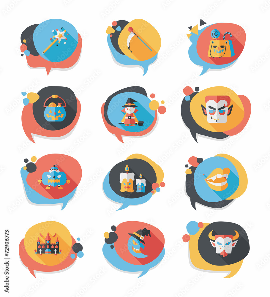 Halloween bubble speech banner design flat background set, eps10 Halloween bubble speech banner design flat background set, eps10