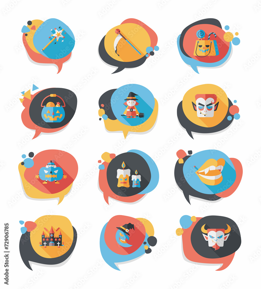 Halloween bubble speech banner design flat background set, eps10 Halloween bubble speech banner design flat background set, eps10