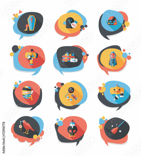 Halloween bubble speech banner design flat background set, eps10