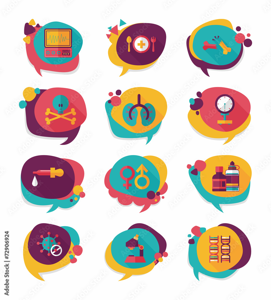 hospital bubble speech banner design flat background set, eps10 hospital bubble speech banner design flat background set, eps10