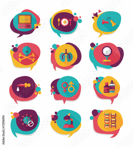 hospital bubble speech banner design flat background set, eps10