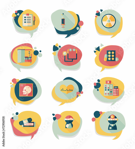 hospital bubble speech banner design flat background set, eps10