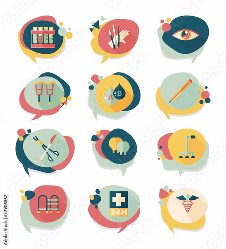 hospital bubble speech banner design flat background set, eps10