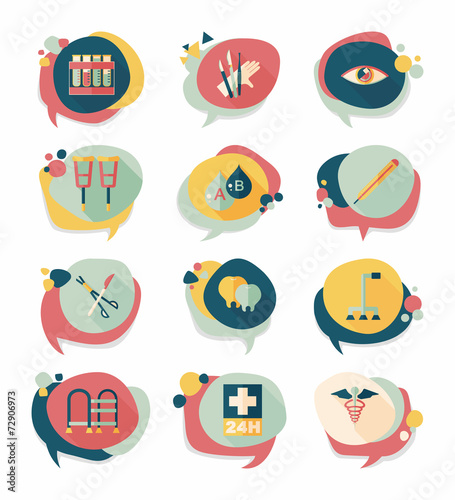 hospital bubble speech banner design flat background set, eps10