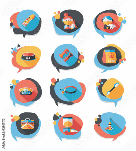 Pet bubble speech flat banner design background set, eps10