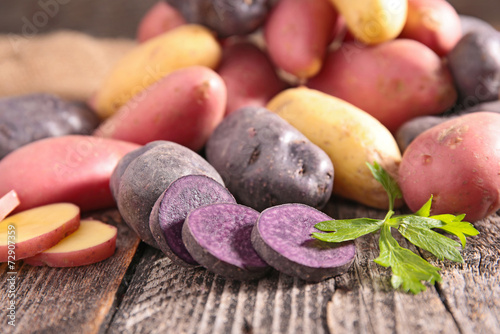 raw multicolored potato