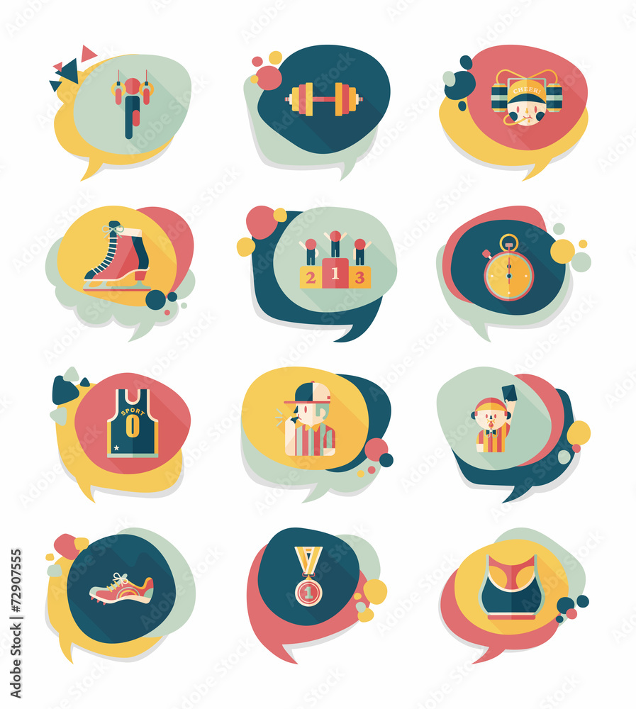 Sport speech bubble flat banner design background set, eps10 Sport speech bubble flat banner design background set, eps10