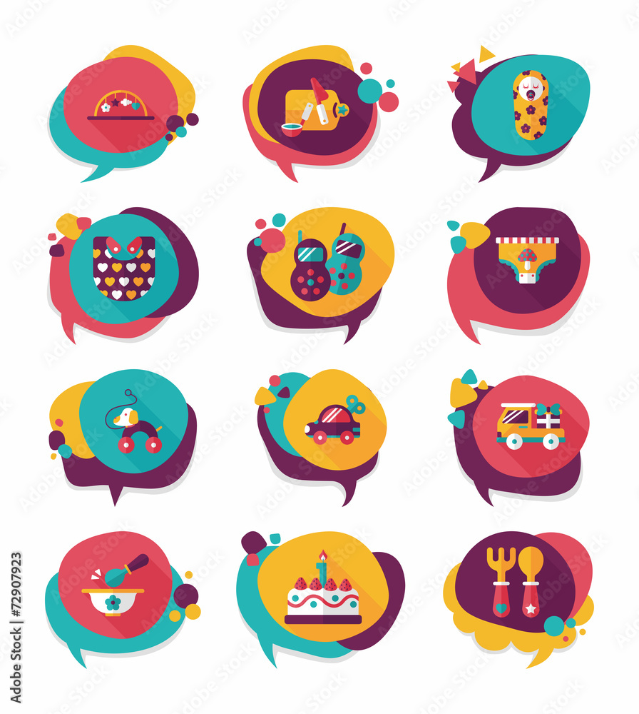 baby bubble speech banner design flat background set, eps10 baby bubble speech banner design flat background set, eps10