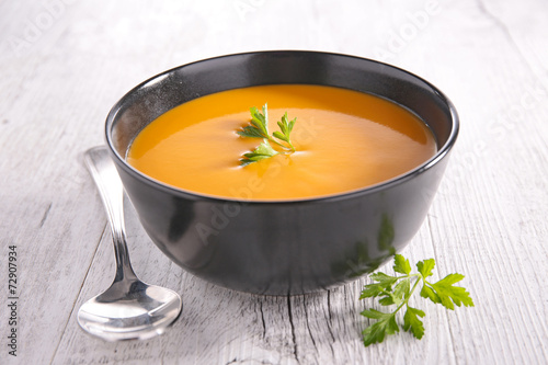 bowl of soup and parsley photo