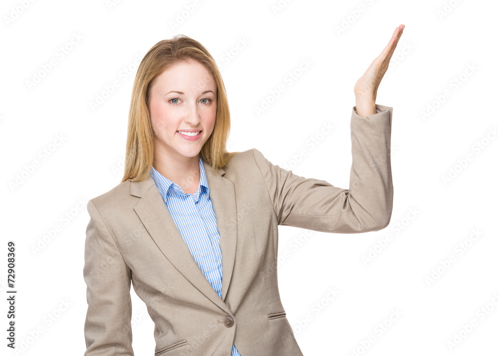 Business woman with open hand palm Business woman with open hand palm